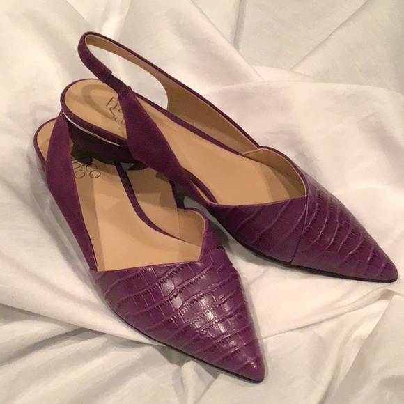 Franco Sarto Crocodile Pointed Toe Slingbacks